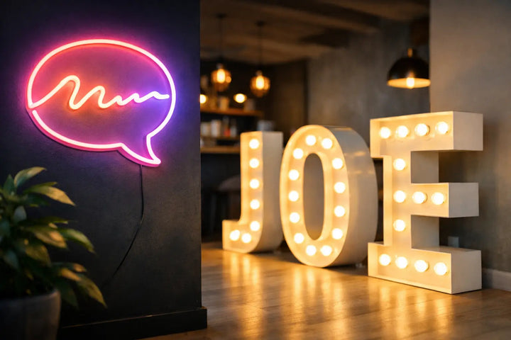 Neonbord of lichtletters voor jouw ruimte