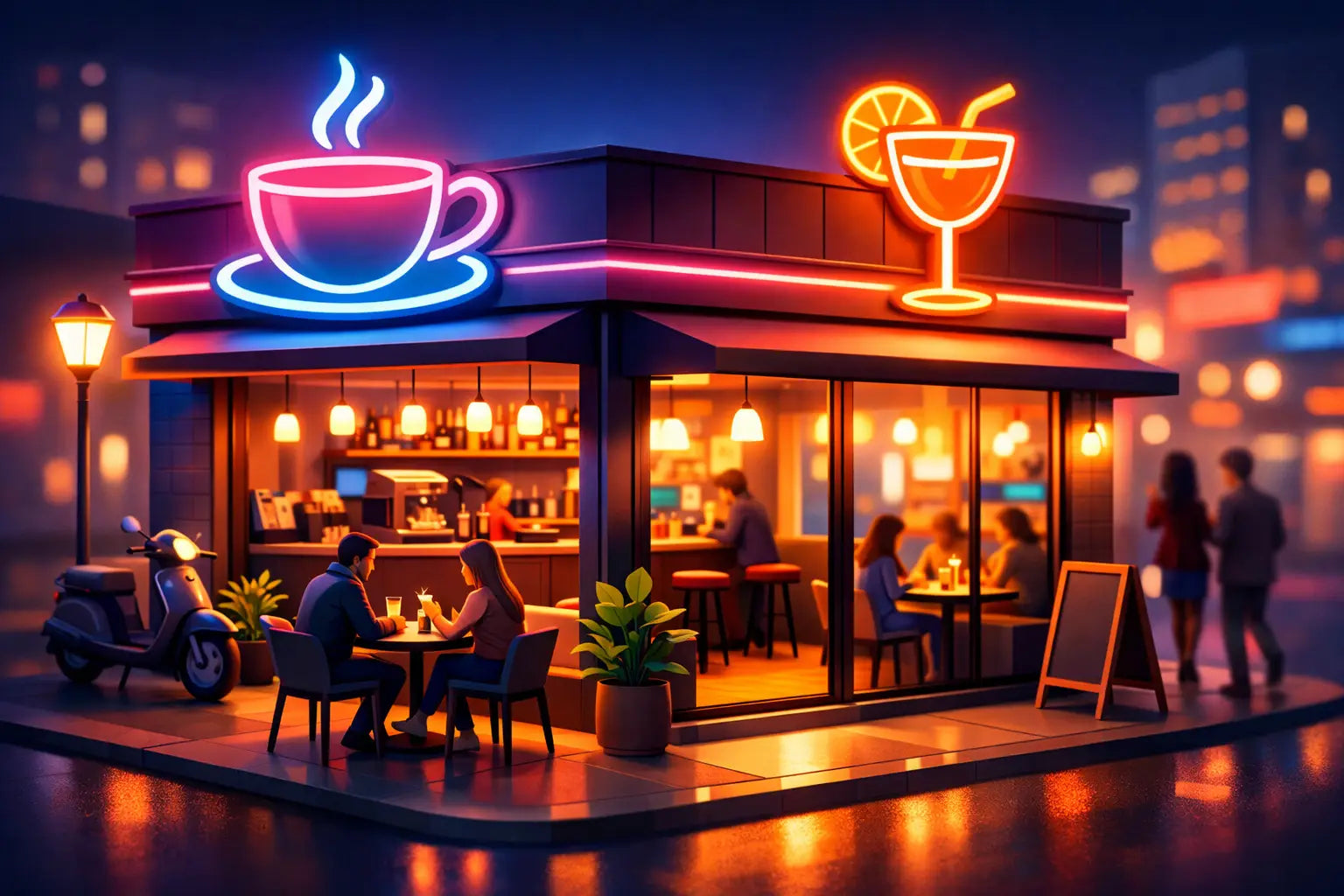 Cafe neon verlichting die echt klanten trekt