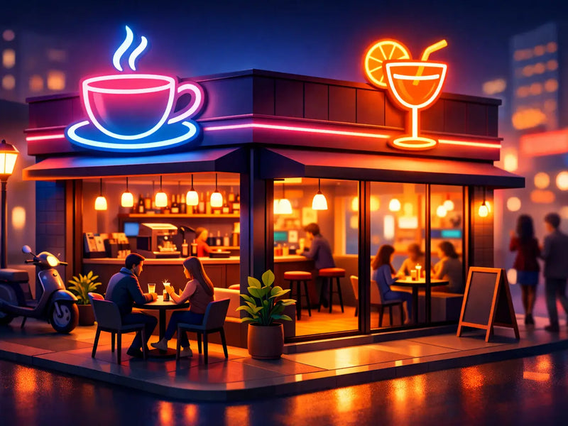 Cafe neon verlichting die echt klanten trekt