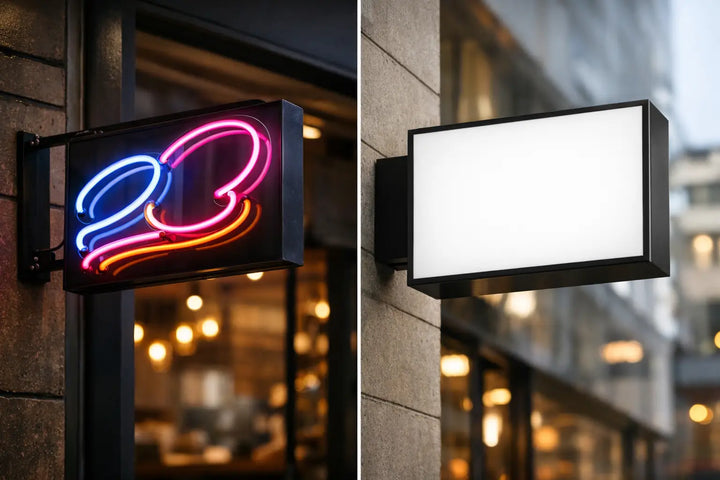Neon bord versus lichtbak voor uw zaak