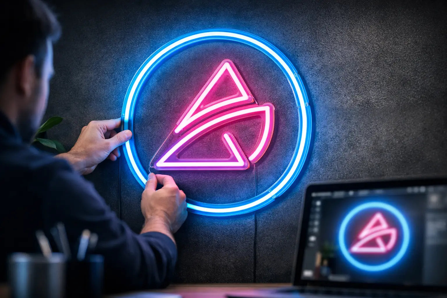 Neon mockup van logo: zo werkt het