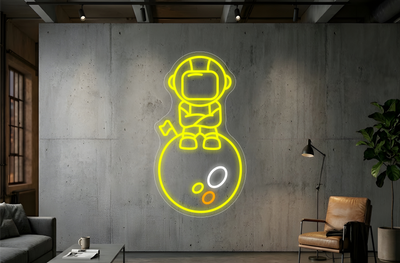 Astronaute sur la planète - Lumières néon