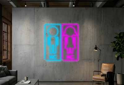 Toilettes Homme/Femme - Éclairage néon