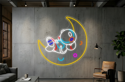 Astronaute sur la Lune - Éclairage néon