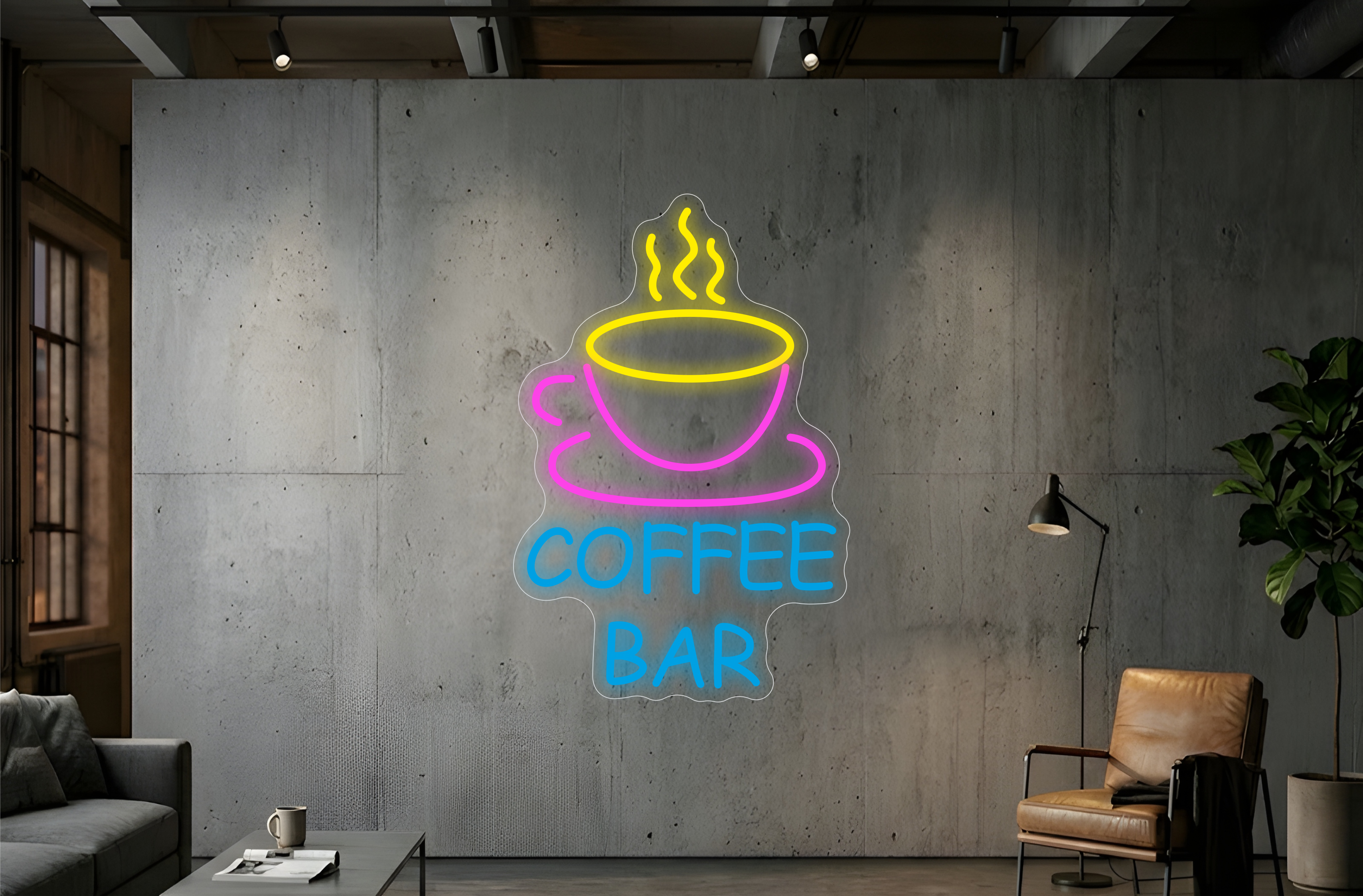 Bar à café - Éclairage néon 