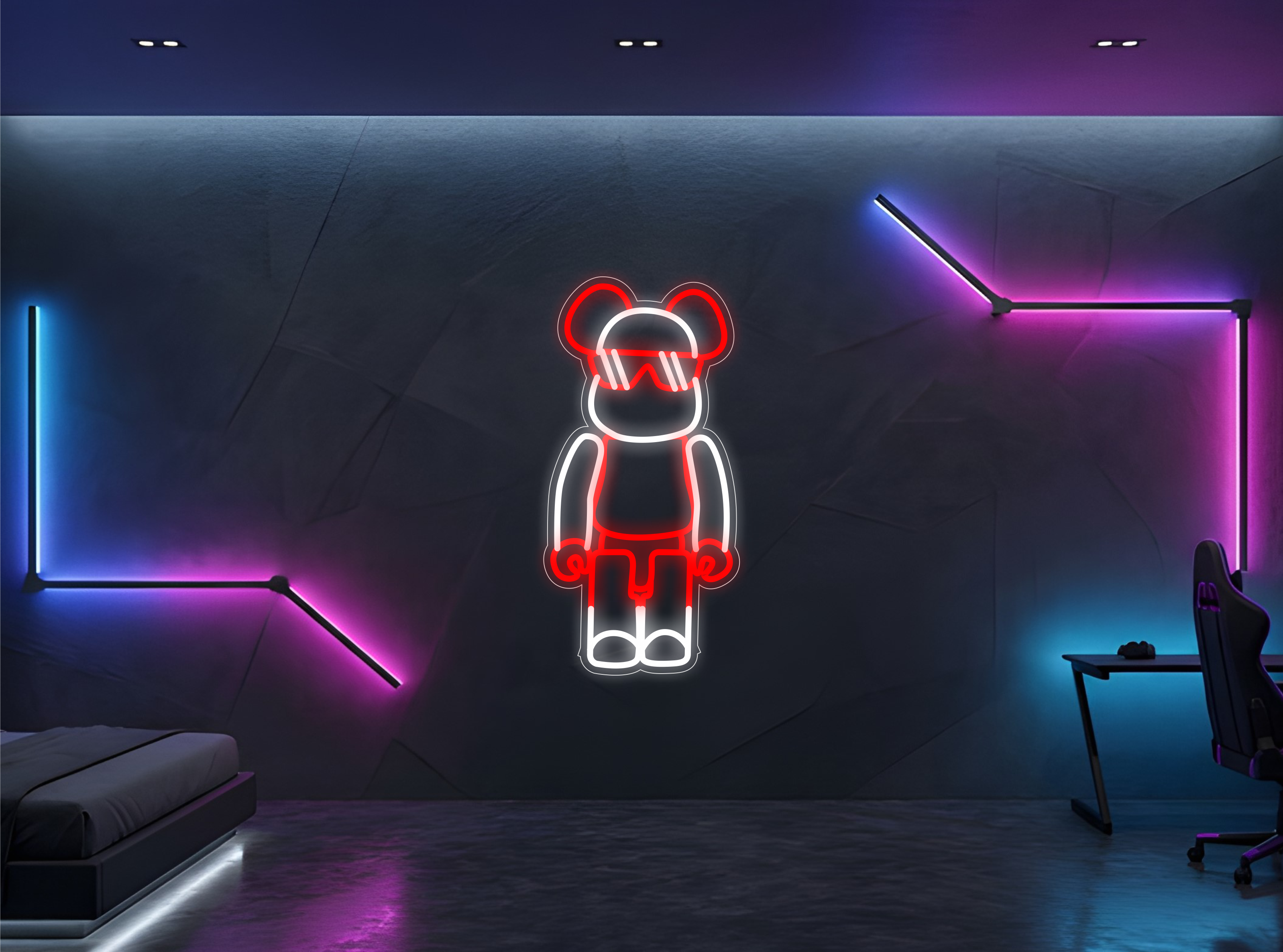 Éclairage néon inspiré de Bearbrick