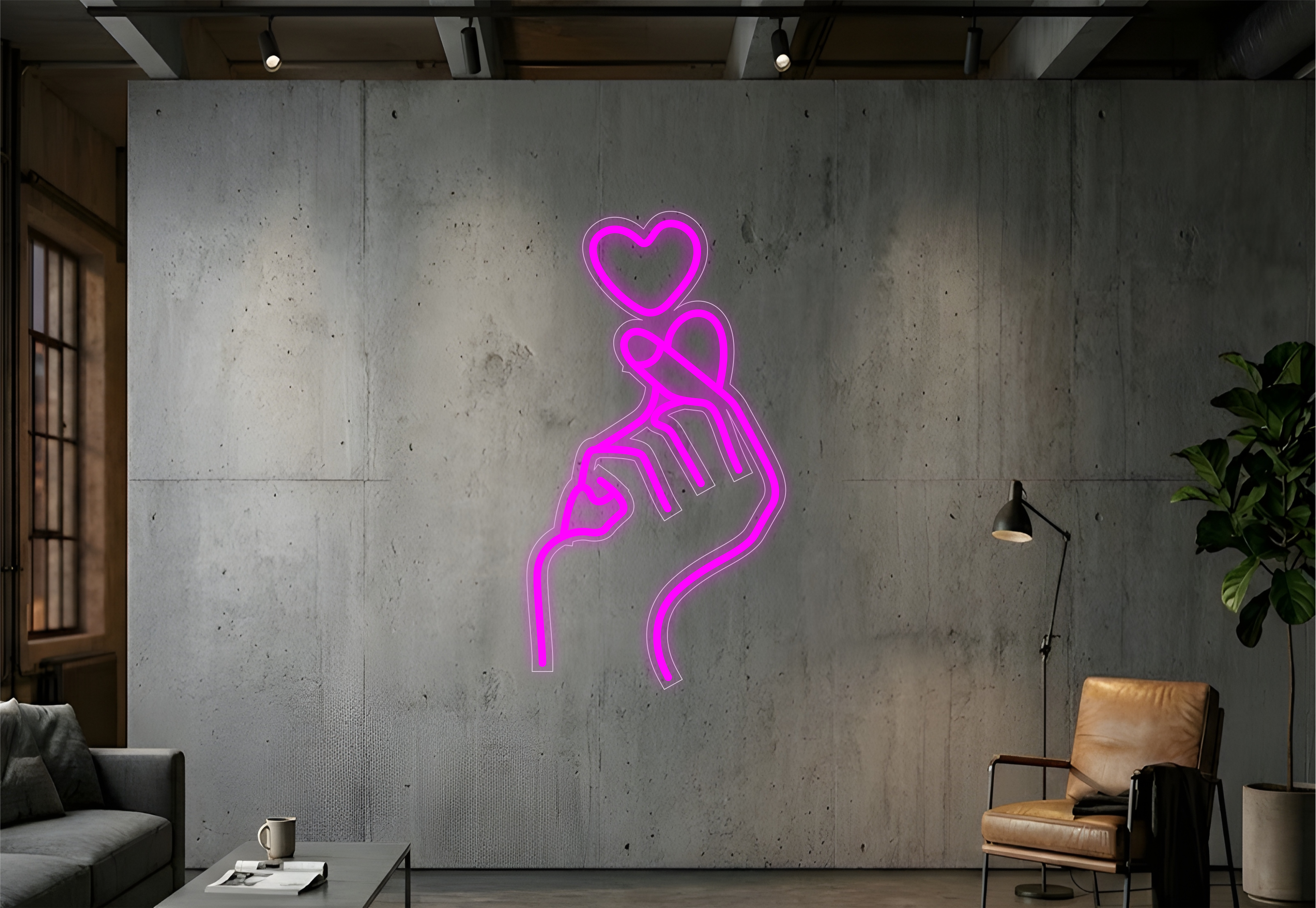 Heart on the Finger - Neon Lighting