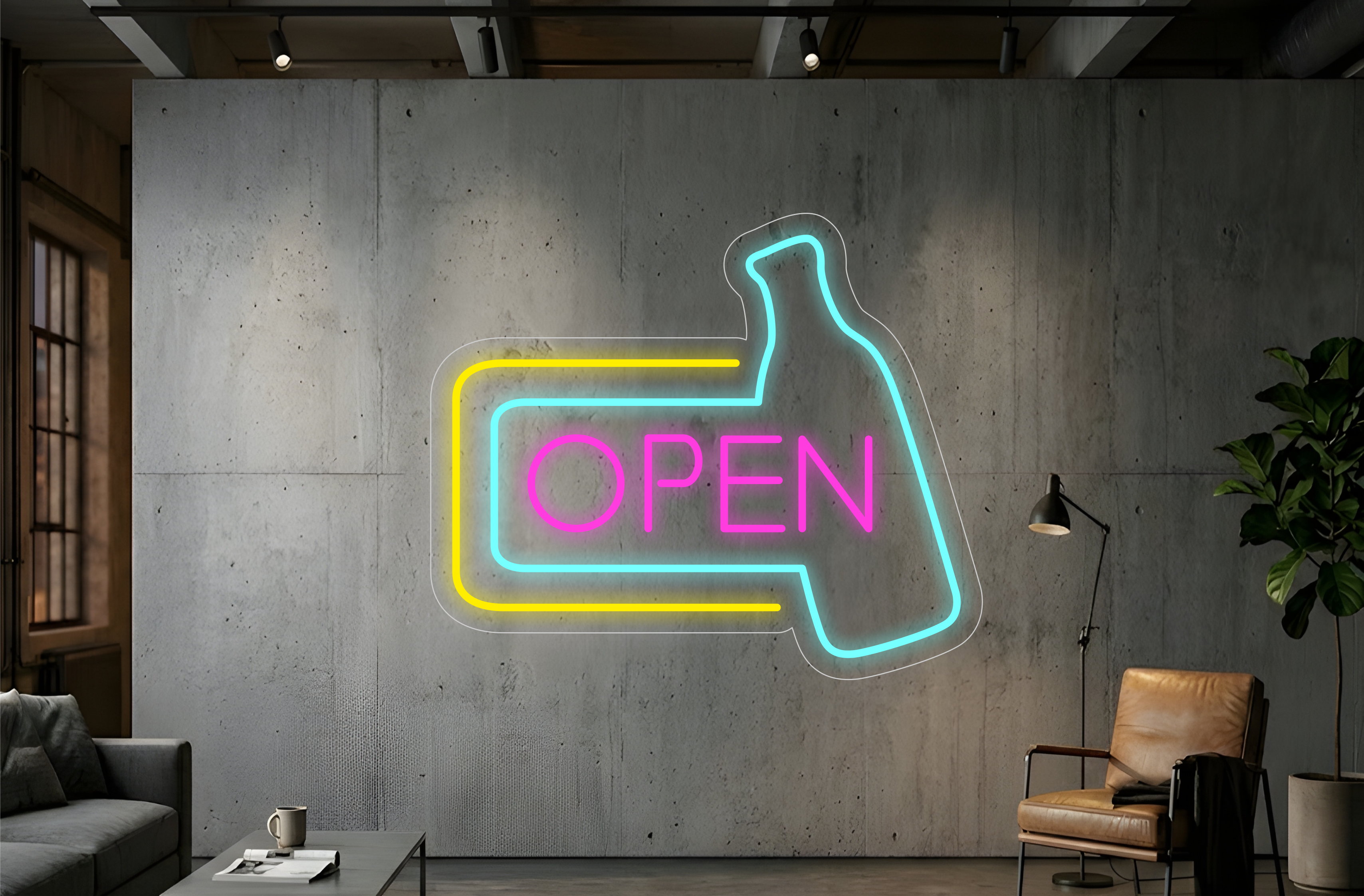 Bouteille ouverte - Éclairage néon