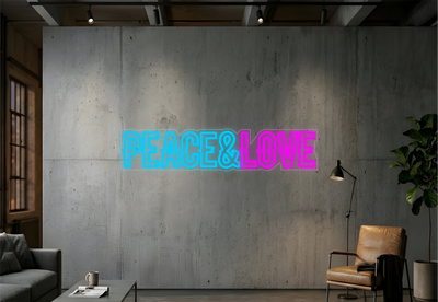 Lumière néon Paix et Amour