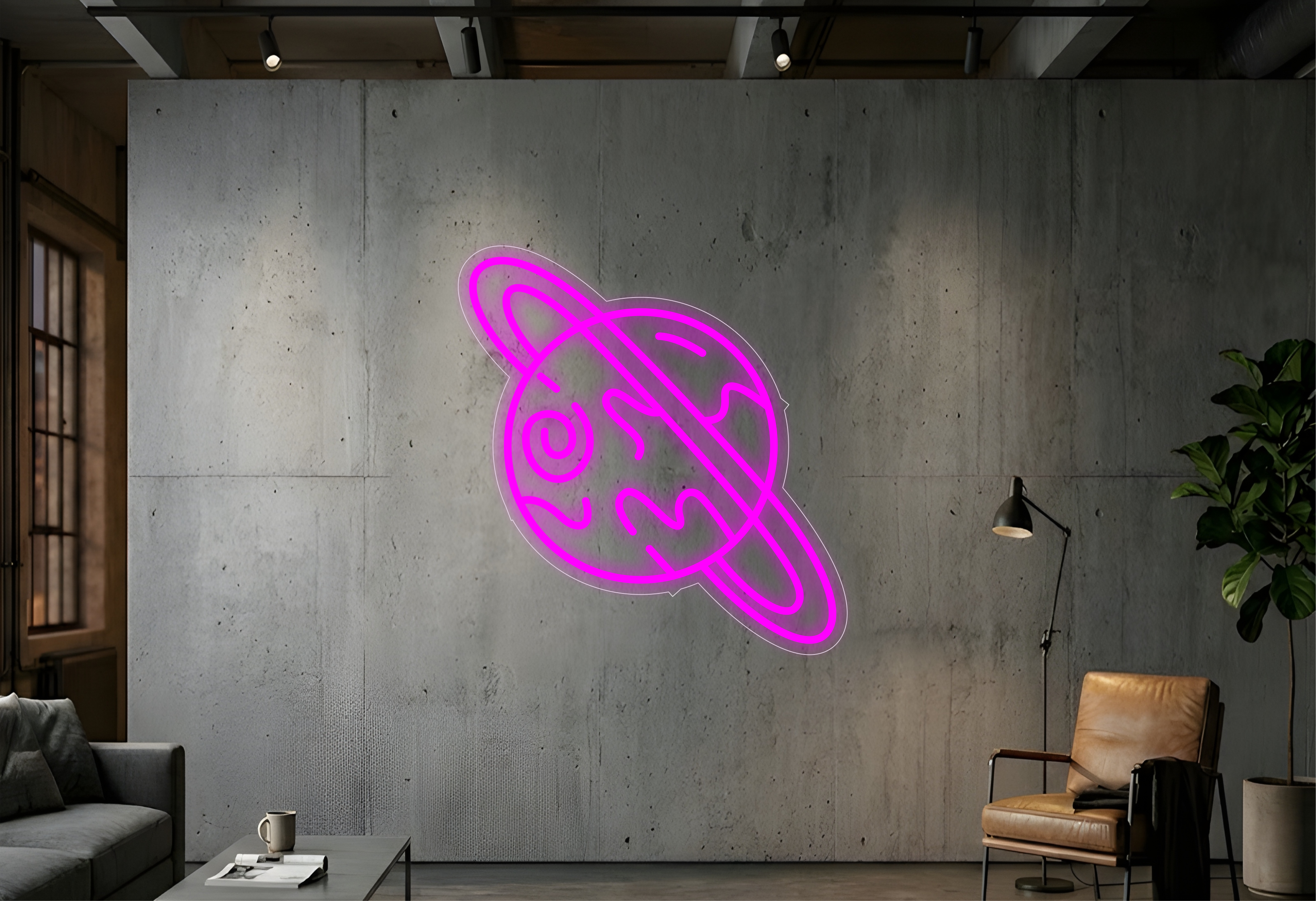 Saturnus Planeet - Neon Verlichting
