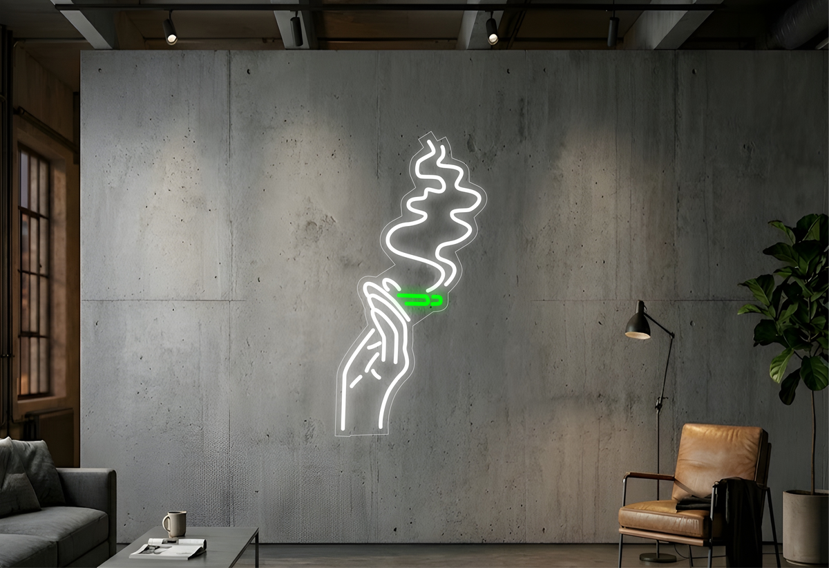 Hand met Joint - Neon Verlichting