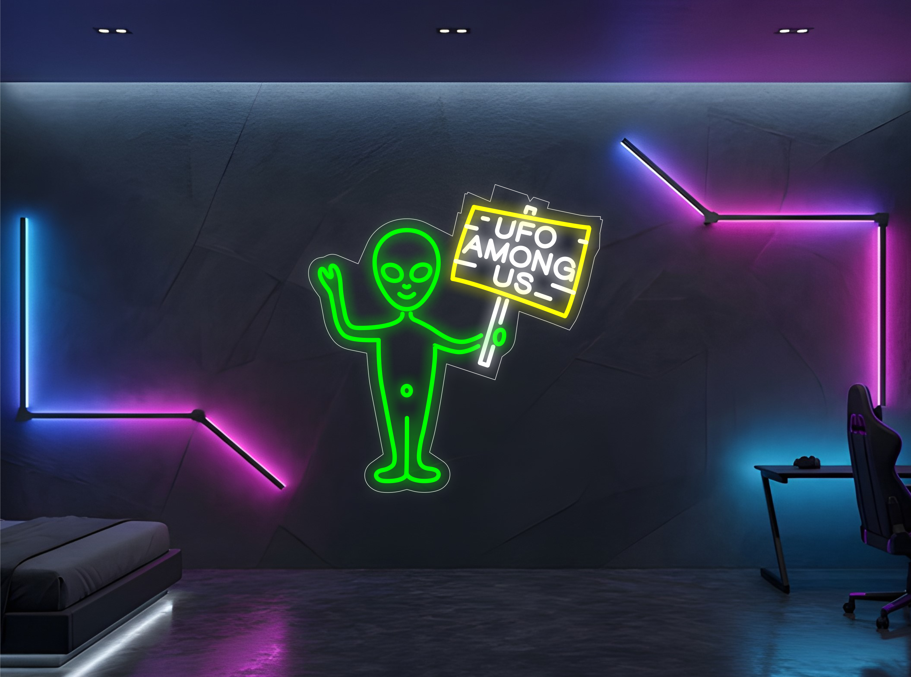 Alien UFO Among Us - Neon Lighting