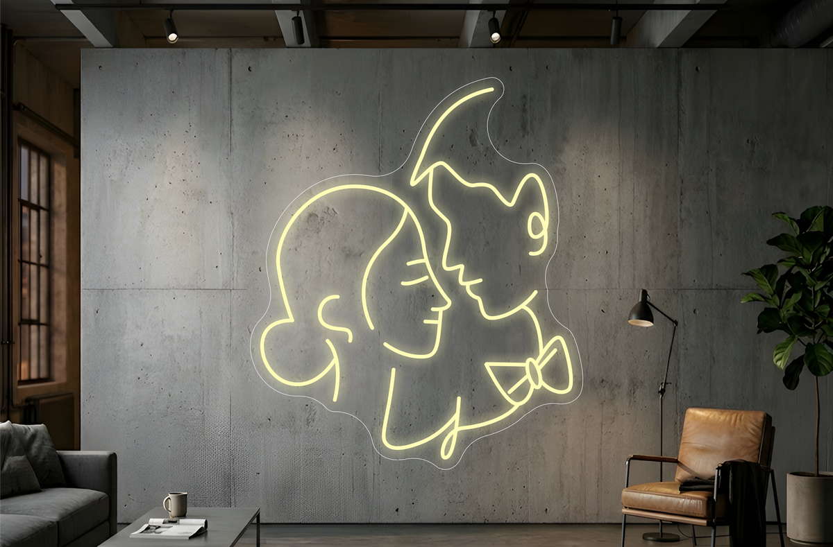 Bridal Couple (One-Line Art) - Neon Lighting